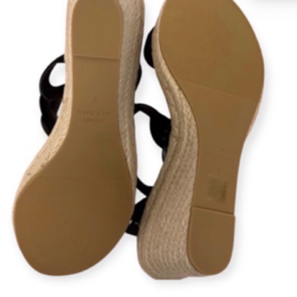 Stuart Weitzman Black Suede Espadrille Wedge Sandals – Size 9 (Fits 9.5) – NEW - Picture 9 of 12